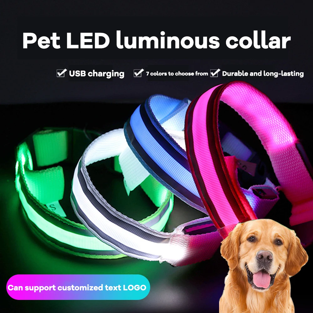 Nylon Pet Dog Collar Rechargeable USB LED Luminous Night Safety Light Flashing Neck Flashing Fluorescent Dogs Collars
Nylon Pet Dog Collar Rechargeable USB LED Luminous Night Safety Light Flashing Neck Flashing Fluorescent Dogs Collars