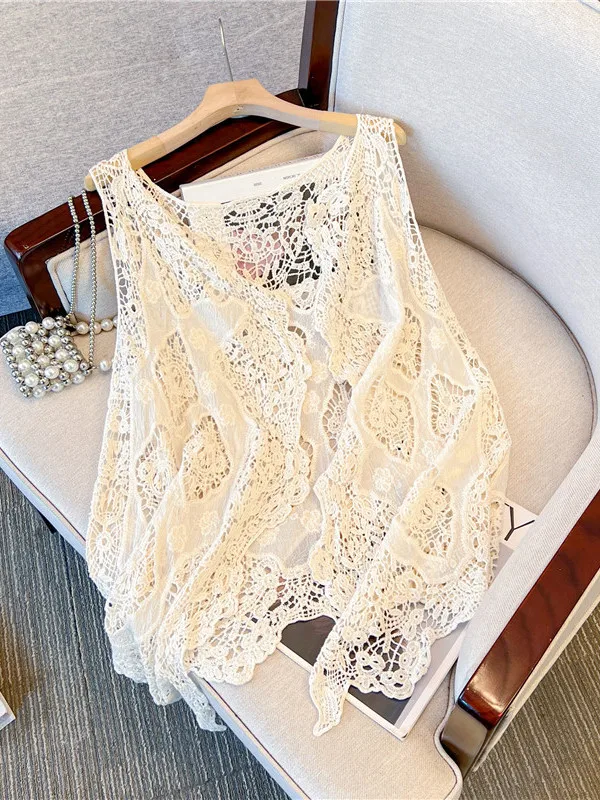 Bohemian Embroidered Open Cardigan Vest Hollow out Irregular Large Size Women's Outerwear Summer Trendy Cotton Blend
Bohemian Embroidered Open Cardigan Vest Hollow out Irregular Large Size Women's Outerwear Summer Trendy Cotton Blend