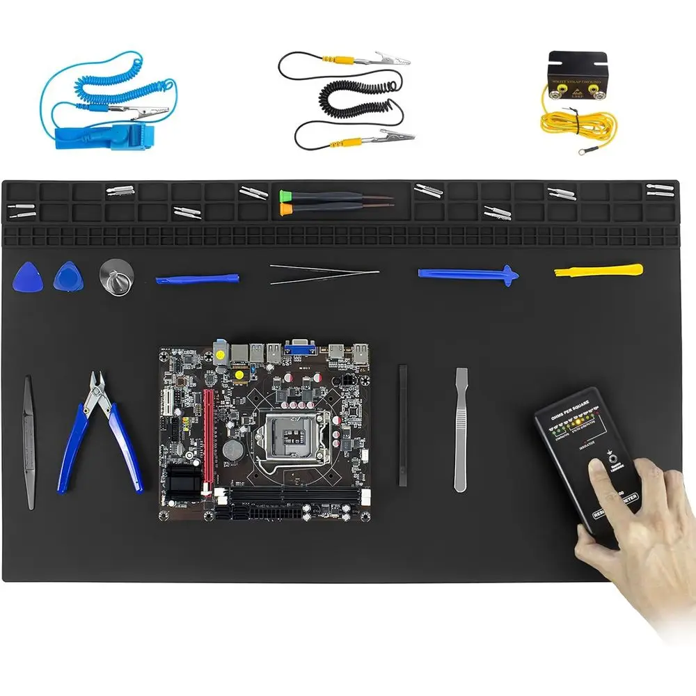 Антистатический коврик для пайки, сверхбольшой, 27,6 x 15,7 дюймов, термостойкий, 932 ° Большой силиконовый антистатический рабочий коврик ESD с заземляющими аксессуарами
Антистатический коврик для пайки, сверхбольшой, 27,6 x 15,7 дюймов, термостойкий, 932 ° Большой силиконовый антистатический рабочий коврик ESD с заземляющими аксессуарами