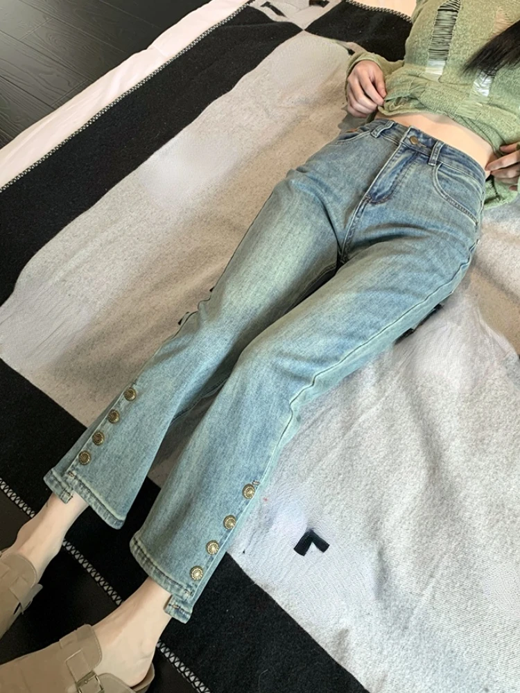 High Waist Vintage Jeans Women Solid Korean Style Y2K Straight Pants Ladies Chic Button Ankle Length Causal Denim Pants 2023 New
High Waist Vintage Jeans Women Solid Korean Style Y2K Straight Pants Ladies Chic Button Ankle Length Causal Denim Pants 2023 New