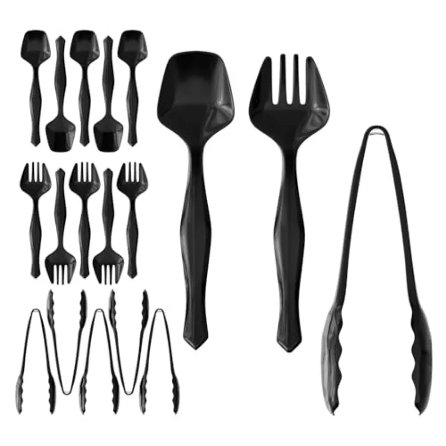 18 Pcs Black Plastic Serving Utensils Set - 6 Black Plastic Serving Spoons, 6 Black Tongs And 6 Forks - Heavy Duty Black Dispos
18 Pcs Black Plastic Serving Utensils Set - 6 Black Plastic Serving Spoons, 6 Black Tongs And 6 Forks - Heavy Duty Black Dispos
