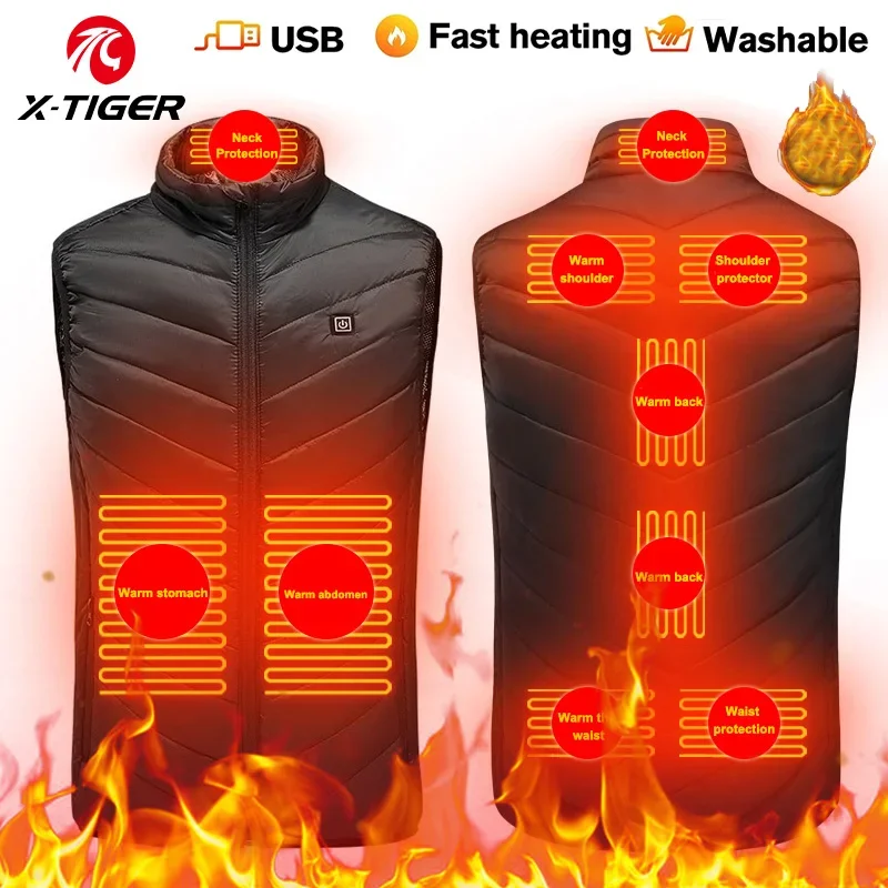 X-TIGER 9 Areas Heated Vest Winter Heated Jacket USB Electric Heating Vest Motorcycle Cycling Heating Jacket Winter Clothing
X-TIGER 9 Areas Heated Vest Winter Heated Jacket USB Electric Heating Vest Motorcycle Cycling Heating Jacket Winter Clothing