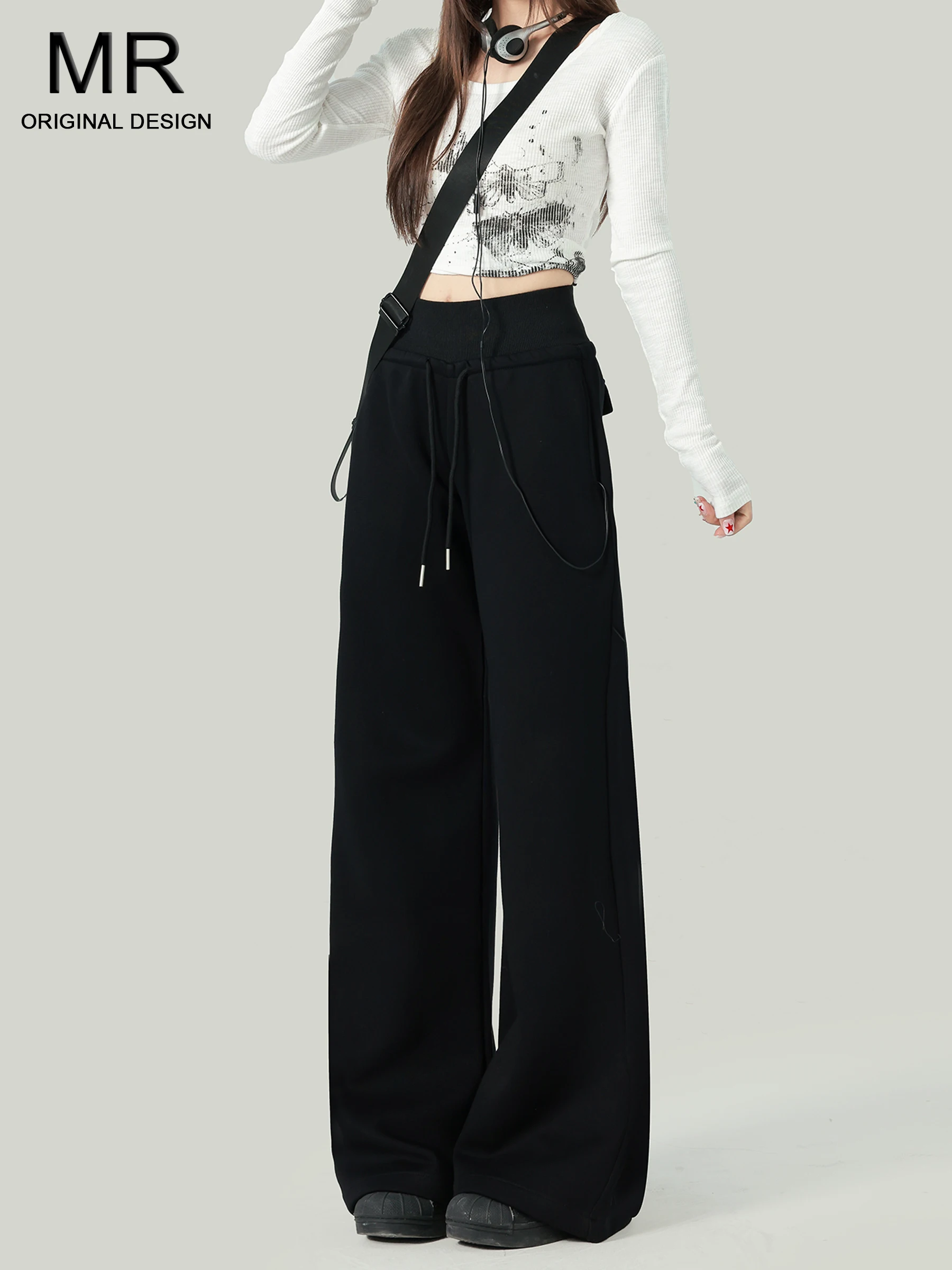Black High Waist Drawstring Casual Sweatpants Women's Early Autumn New Style Slimming Loose Wide Leg Floor-Length Pants
Black High Waist Drawstring Casual Sweatpants Women's Early Autumn New Style Slimming Loose Wide Leg Floor-Length Pants