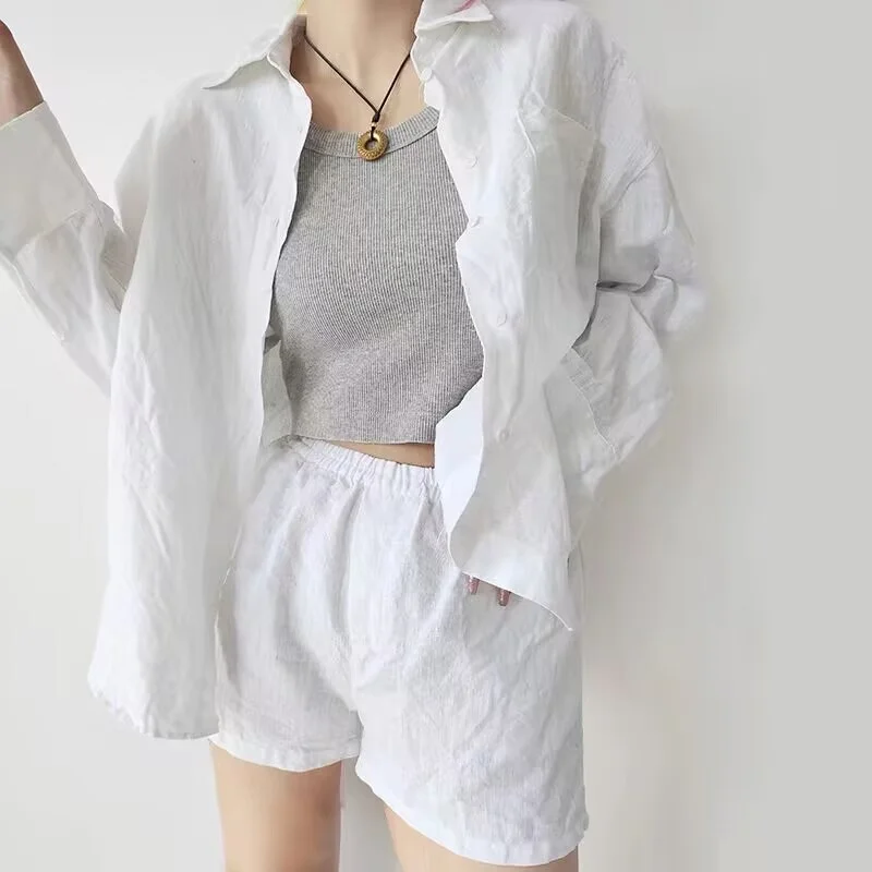 High-End Large Size Cotton Linen Shirt Top And Shorts Two-Piece Set Casual Summer New Arrival Women's Fashion Commute Style
High-End Large Size Cotton Linen Shirt Top And Shorts Two-Piece Set Casual Summer New Arrival Women's Fashion Commute Style