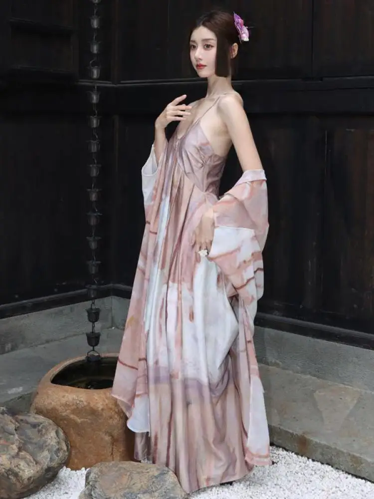 Summer Women's Chinese Khaki Print Elegant V Neck Sleeveless Pleated Long Dresses Fashion Backless Vacation Slip Dress Bohemian
Summer Women's Chinese Khaki Print Elegant V Neck Sleeveless Pleated Long Dresses Fashion Backless Vacation Slip Dress Bohemian