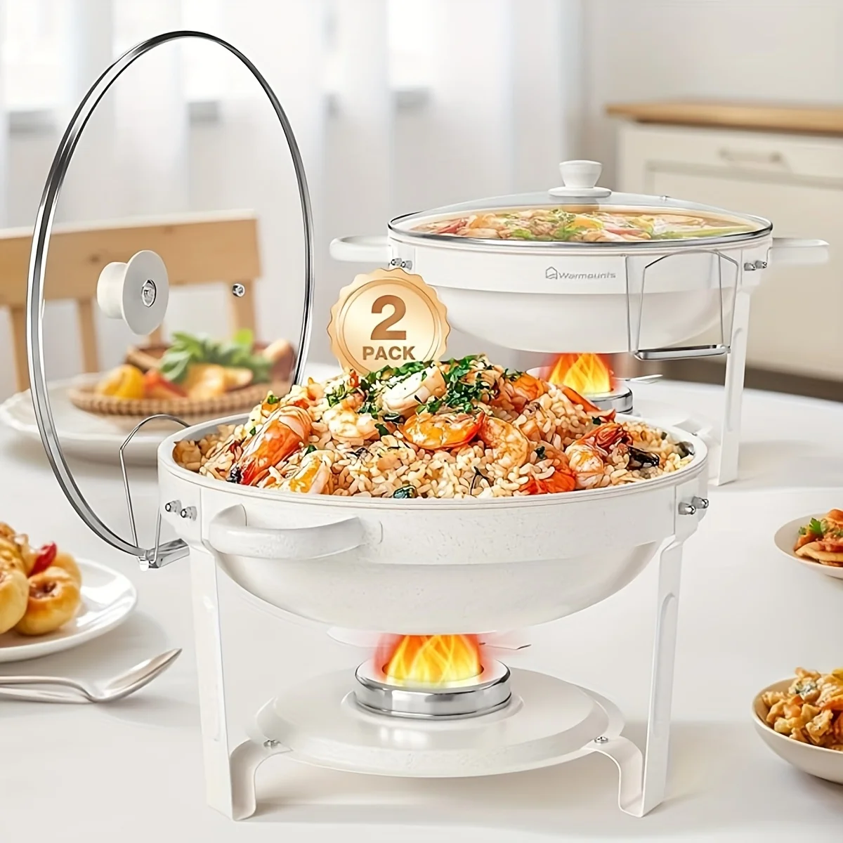 WARMOUNTS White Chafing Dishes for Buffet 5QT 2/4Pack, Maifanite-Coated, Chafing Dish Buffet Set with Glass Lid, Food-Grade Stai
WARMOUNTS White Chafing Dishes for Buffet 5QT 2/4Pack, Maifanite-Coated, Chafing Dish Buffet Set with Glass Lid, Food-Grade Stai