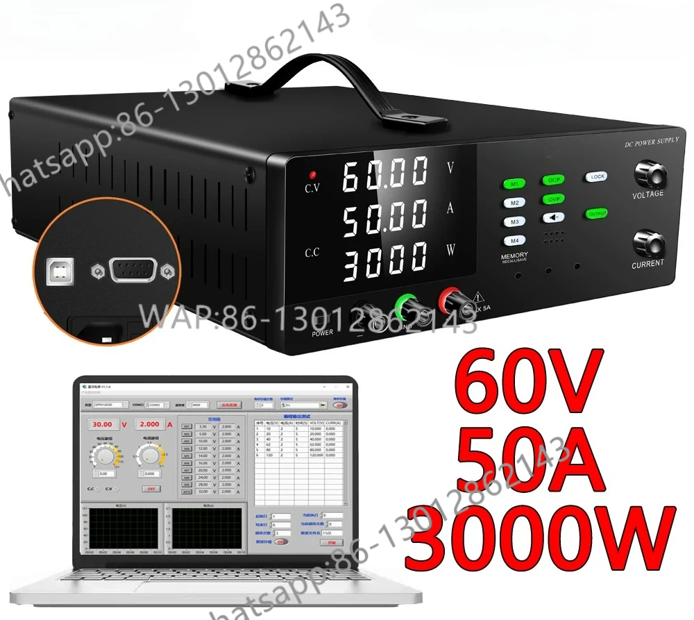 60V 50A Adjustable Laboratory Power Supply 3KW Variable Voltage Regulator For Testing Electroplate Electrolysis Charging
60V 50A Adjustable Laboratory Power Supply 3KW Variable Voltage Regulator For Testing Electroplate Electrolysis Charging