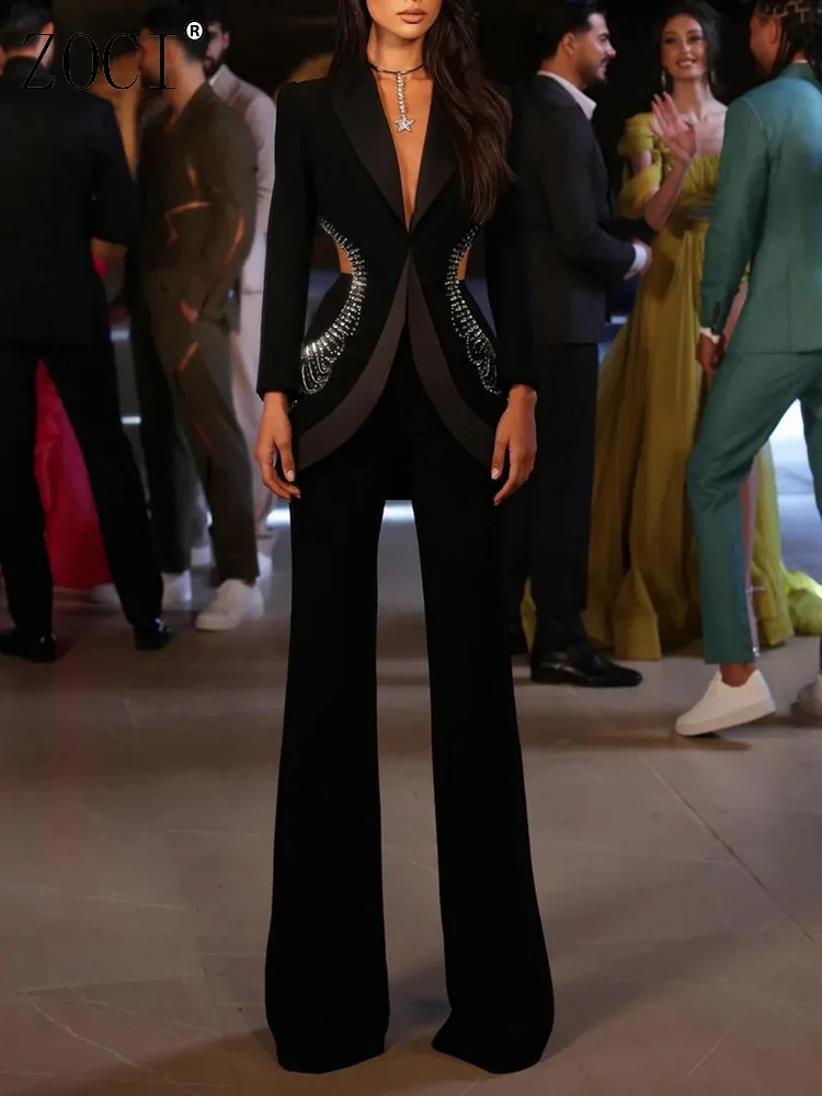ZOCI Women's Blazer Pants Suits Office Lady 2025 Summer New Style Of Perforated And Rhinestone Suit Jacket Trousers
ZOCI Women's Blazer Pants Suits Office Lady 2025 Summer New Style Of Perforated And Rhinestone Suit Jacket Trousers