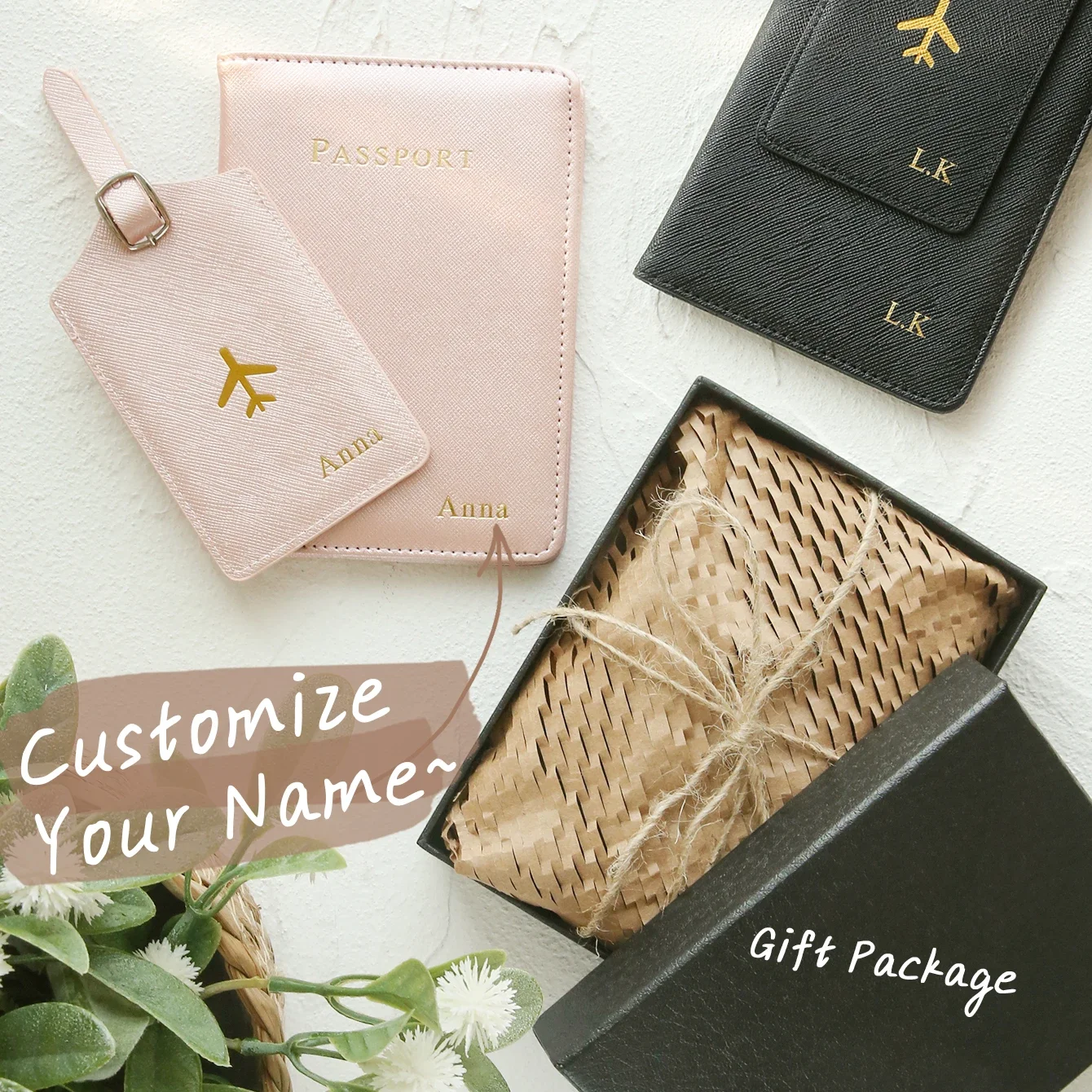 2Pcs Customizable Leather Passport Cover and Luggage Tag Set with Gift Box - Personalized Travel Accessories
2Pcs Customizable Leather Passport Cover and Luggage Tag Set with Gift Box - Personalized Travel Accessories