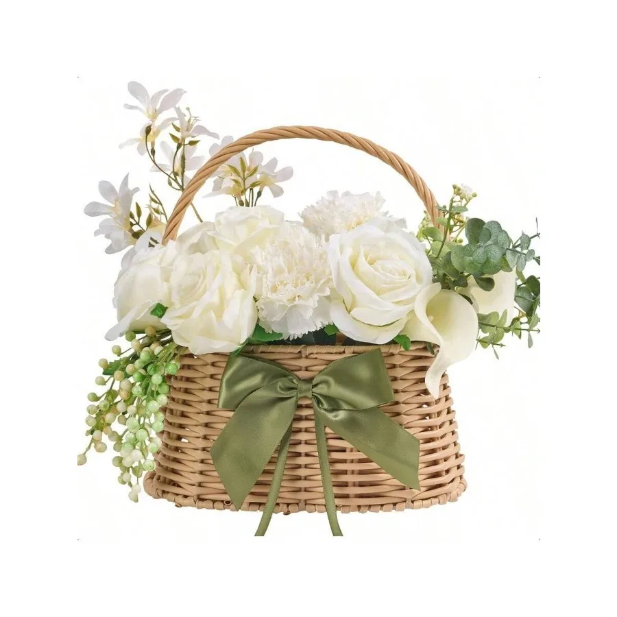 Small Elegant Artificial Flowers Arrangement: Highend Faux White S With Woven Basket Dining Decor Kitchen Living Room Wedding D
Small Elegant Artificial Flowers Arrangement: Highend Faux White S With Woven Basket Dining Decor Kitchen Living Room Wedding D