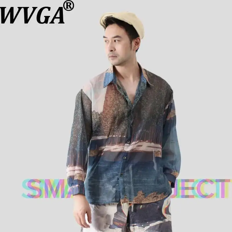 WVGA Spring Summer New Men's Semi-transparent Retro Landscape Printed SunProof Shirts Sheer Elegant Long Sleeved Tops Ins W25163
WVGA Spring Summer New Men's Semi-transparent Retro Landscape Printed SunProof Shirts Sheer Elegant Long Sleeved Tops Ins W25163