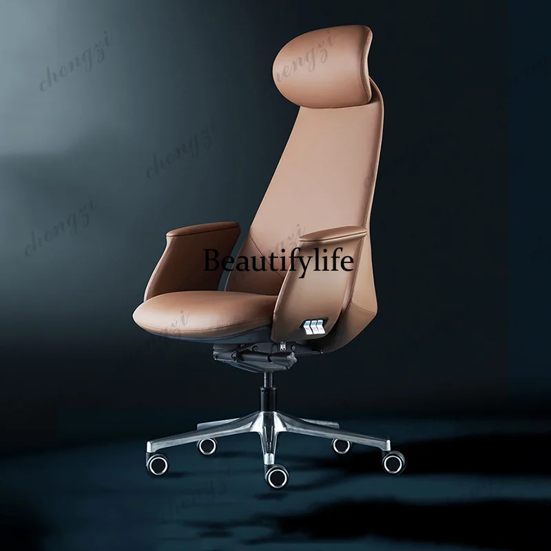 Minimalist leather boss office chair study computer chair cowhide executive chair president seat can lie down
Minimalist leather boss office chair study computer chair cowhide executive chair president seat can lie down