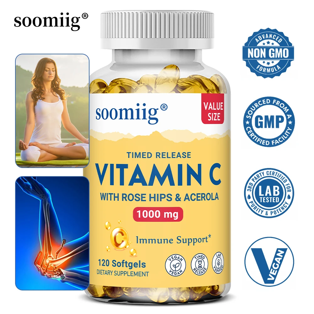 Vitamin C W/Rose Hips & Acerola | 1000mg | Two-Stage Timed-Release Healthy Immune Function, Skin, Hair & Nails Support | Non-GMO
Vitamin C W/Rose Hips & Acerola | 1000mg | Two-Stage Timed-Release Healthy Immune Function, Skin, Hair & Nails Support | Non-GMO