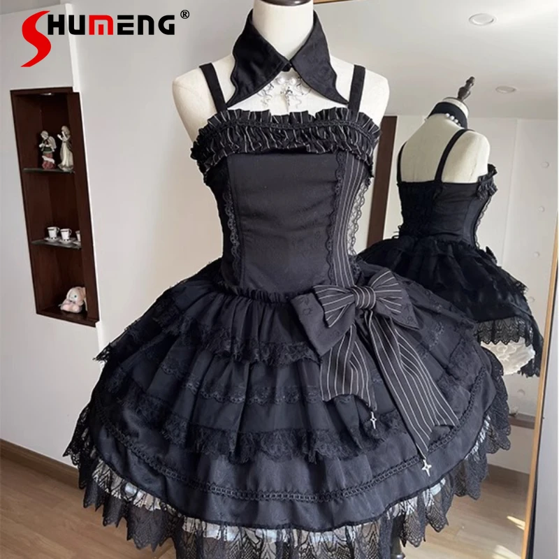 New Japanese Dark Gothic Striped Thin Slim Fit Dress Lolita Jsk Fake Collar Set Lolita Cake Dresses Daily Wear Women's Clothing
New Japanese Dark Gothic Striped Thin Slim Fit Dress Lolita Jsk Fake Collar Set Lolita Cake Dresses Daily Wear Women's Clothing
