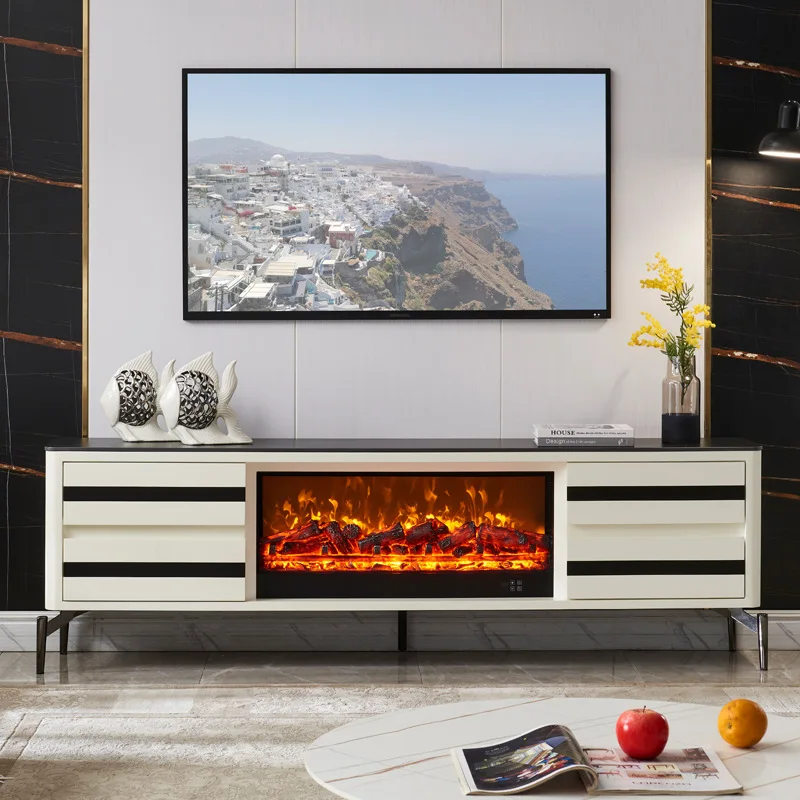 2 meters minimalist white fireplace TV cabinet, solid wood simulated fire decorative cabinet, villa rock slab fireplace
2 meters minimalist white fireplace TV cabinet, solid wood simulated fire decorative cabinet, villa rock slab fireplace