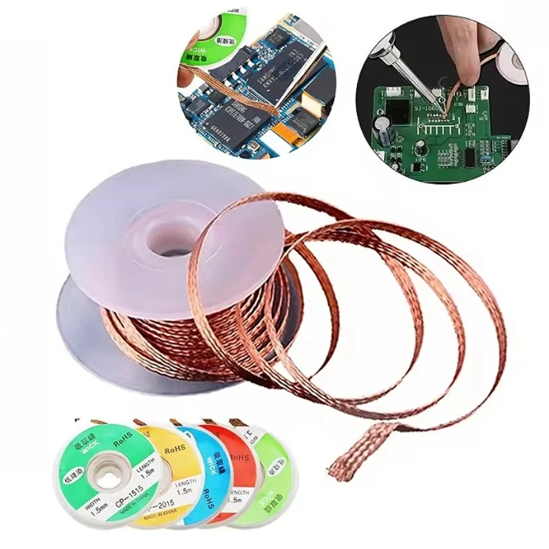 2/3/3.5mm Desoldering Mesh Braid Tape Copper Welding Point Solder Remover Wiree Lead Cord Flux BGA Repair Tool
2/3/3.5mm Desoldering Mesh Braid Tape Copper Welding Point Solder Remover Wiree Lead Cord Flux BGA Repair Tool