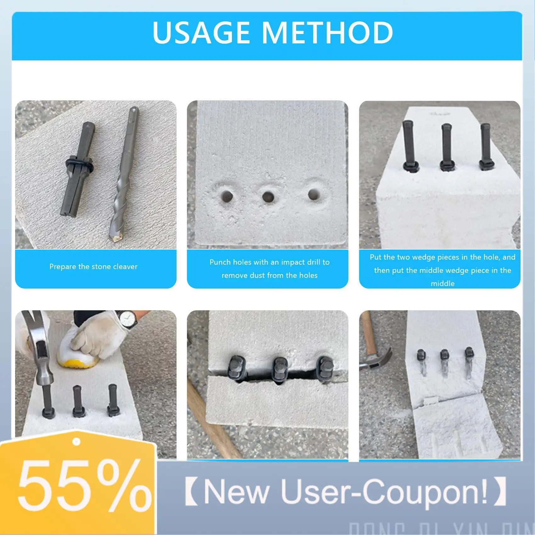 【Fast Delivery】7 Set 5/8Inch Plug Wedges Feather Shims Concrete Rock Stone Splitter Hand Tools 16Mm
【Fast Delivery】7 Set 5/8Inch Plug Wedges Feather Shims Concrete Rock Stone Splitter Hand Tools 16Mm