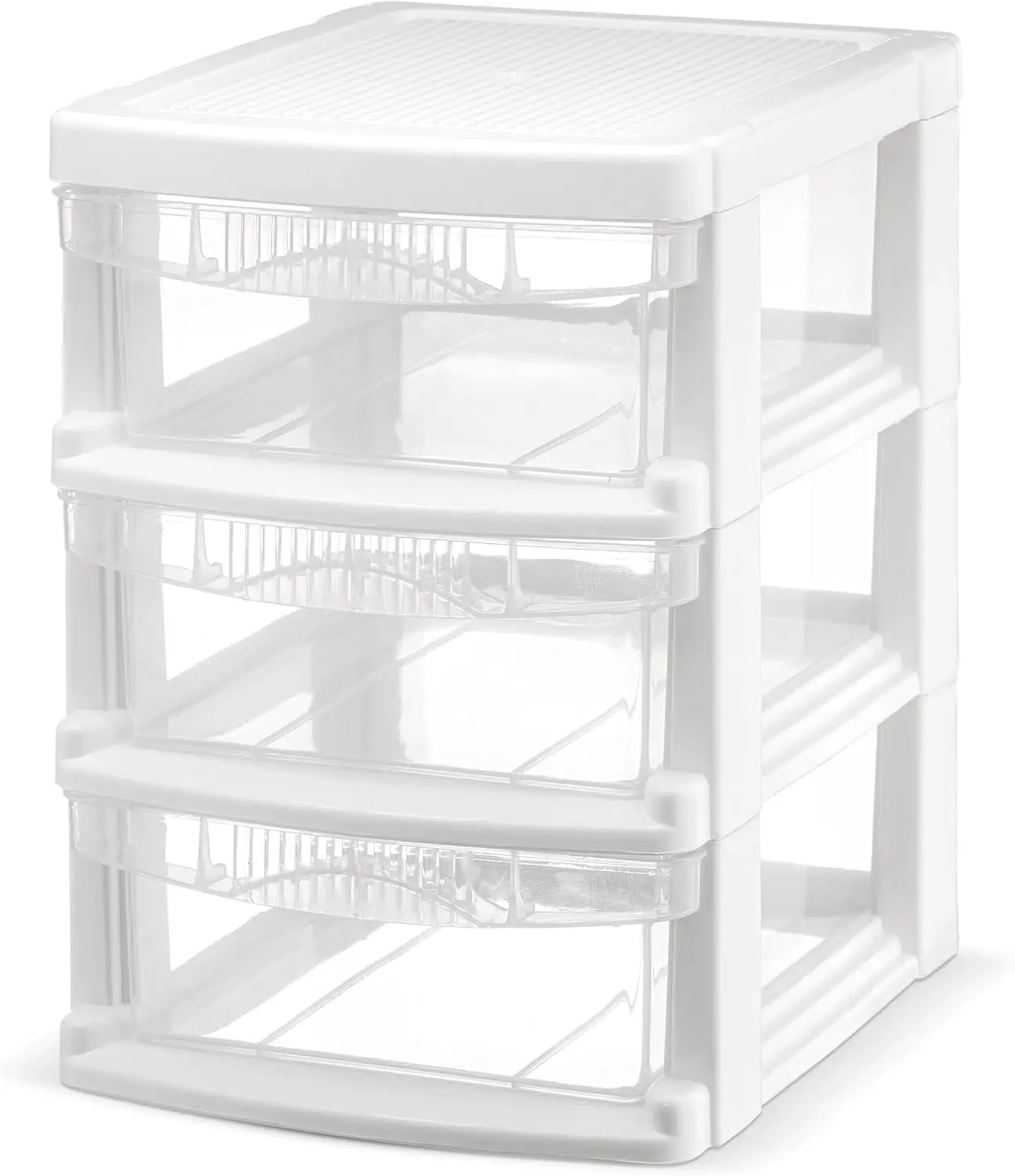 3 Drawer Plastic Storage, Mini Drawer Unit, White Frame With Clear Drawers for Craft Storage - 8.5'L
3 Drawer Plastic Storage, Mini Drawer Unit, White Frame With Clear Drawers for Craft Storage - 8.5'L