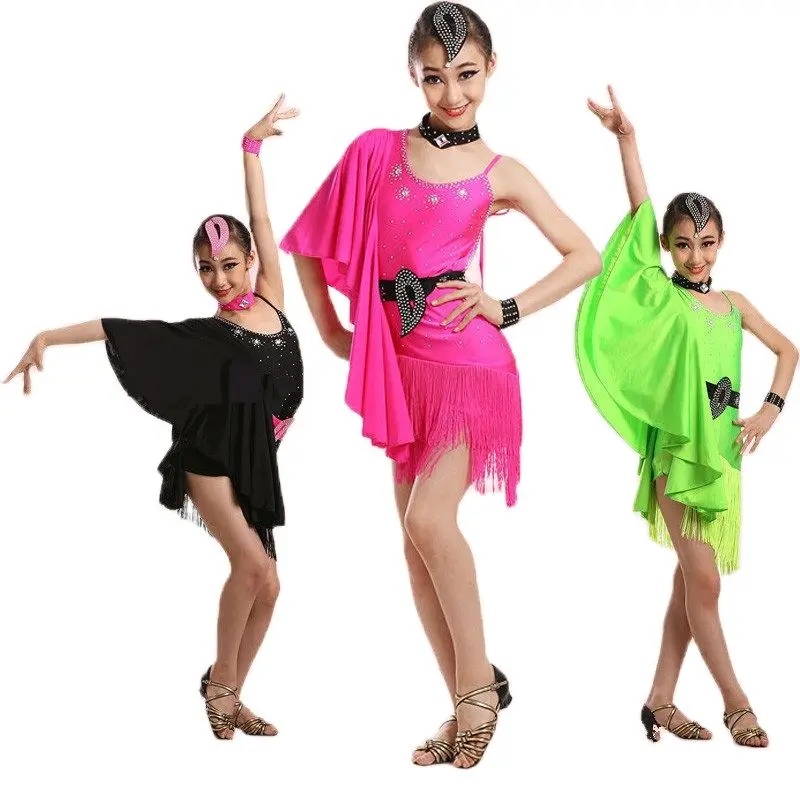 Girls Kids Bat Sleeve Latin Dance Dresses Fringed Skirts Latin Competition Costumes Children Ballroom Dancing Stage Wear
Girls Kids Bat Sleeve Latin Dance Dresses Fringed Skirts Latin Competition Costumes Children Ballroom Dancing Stage Wear
