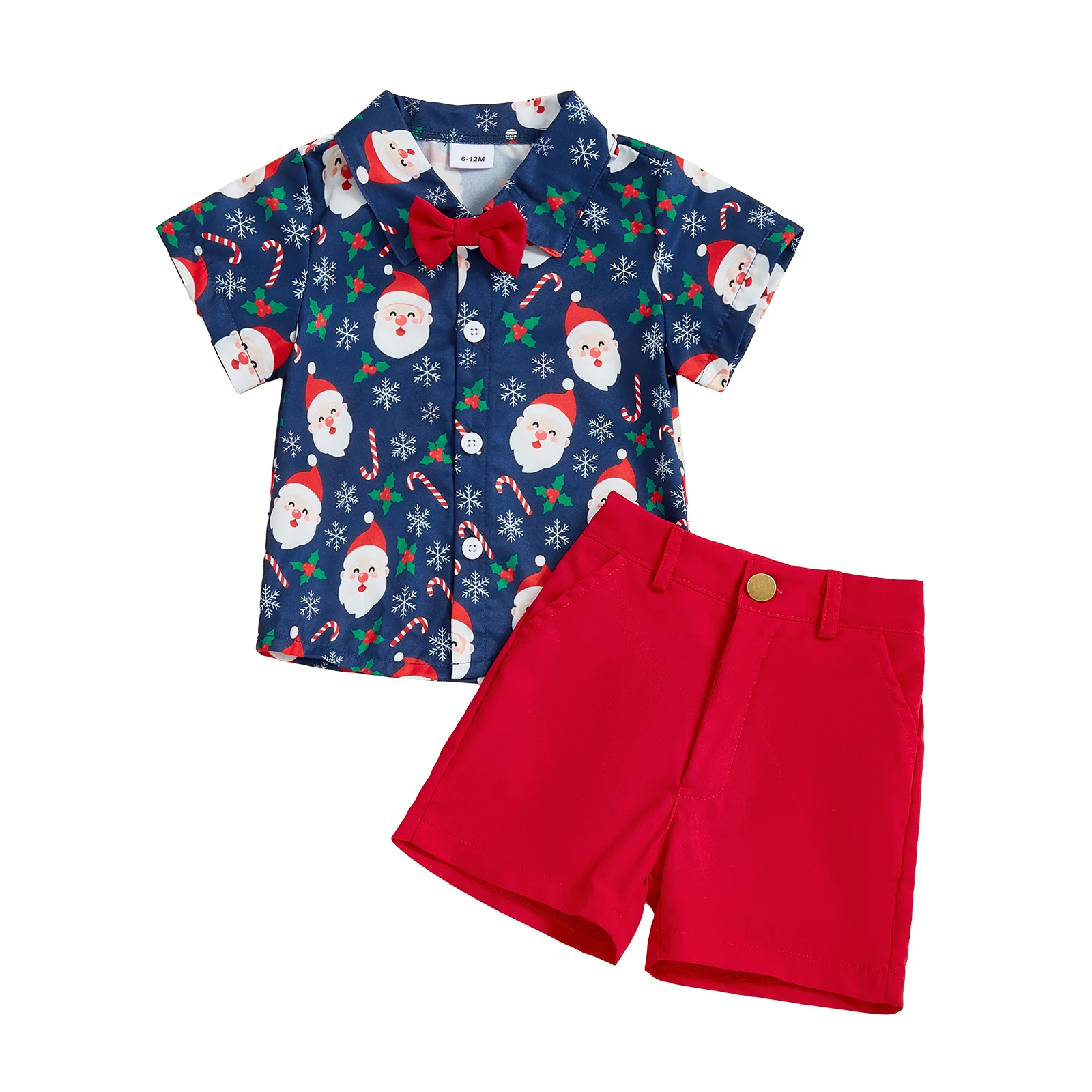 Blotona 3Pcs Toddler Boy Christmas Outfit Lapel Collar Short Sleeve Button Down Shirt Red Bow Tie and Shorts Gentleman Set
Blotona 3Pcs Toddler Boy Christmas Outfit Lapel Collar Short Sleeve Button Down Shirt Red Bow Tie and Shorts Gentleman Set