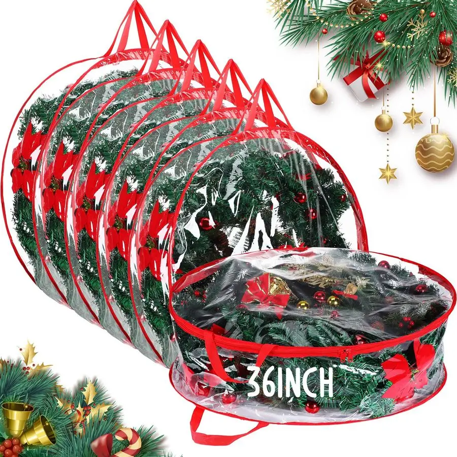 6 Pcs 36 Inch Christmas Wreath Storage Container Clear Wreath Storage Bags PVC Waterproof Garland Bags with Clear Window Dual Zi
6 Pcs 36 Inch Christmas Wreath Storage Container Clear Wreath Storage Bags PVC Waterproof Garland Bags with Clear Window Dual Zi