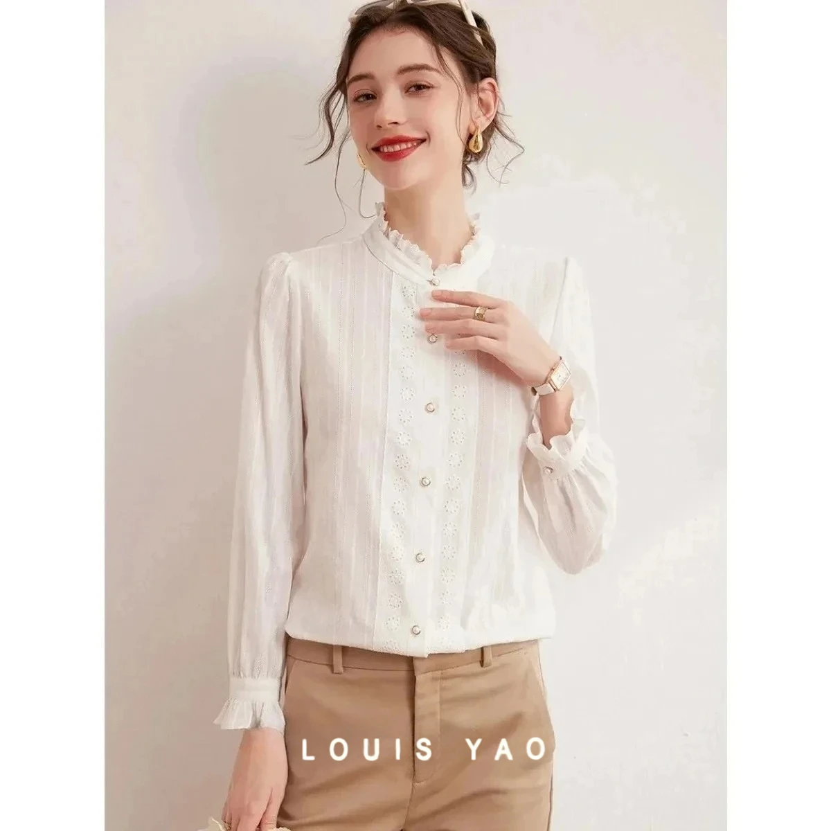 Edible Tree Fungus Stand-up Collar Shirt Spring Cotton Blouse Embroidered Floral Sleeve Women's Shirt Female Clothing
Edible Tree Fungus Stand-up Collar Shirt Spring Cotton Blouse Embroidered Floral Sleeve Women's Shirt Female Clothing