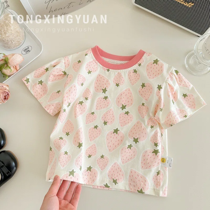 Baby Girl Short Sleeve Trendy Stylish Summer New CottonTFashion Printed Korean Style Strawberry Topt
Baby Girl Short Sleeve Trendy Stylish Summer New CottonTFashion Printed Korean Style Strawberry Topt