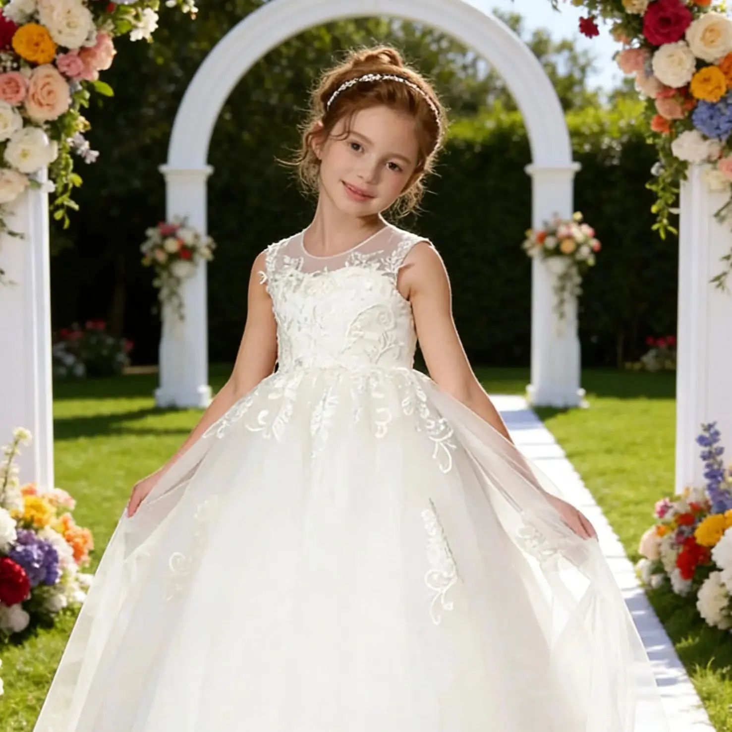 Customized Flower Girl Dresses for Wedding Lace Tulle Sleeveless Floor Lenght Birthday Party First Communion Ball Gowns
Customized Flower Girl Dresses for Wedding Lace Tulle Sleeveless Floor Lenght Birthday Party First Communion Ball Gowns