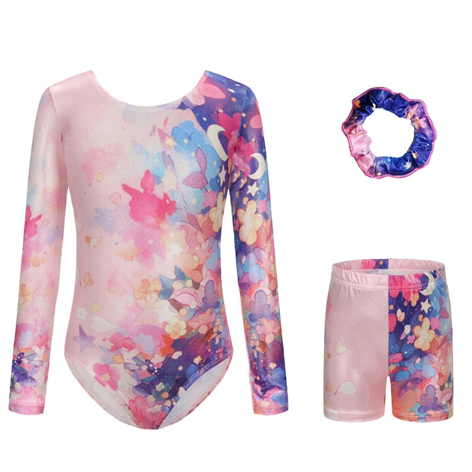 Girls Children Sleeveless Rhinestones Rhythmic Gymnastics Leotards with Metallic Shorts and Hair Band Ballet Lyrical Dancewear
Girls Children Sleeveless Rhinestones Rhythmic Gymnastics Leotards with Metallic Shorts and Hair Band Ballet Lyrical Dancewear