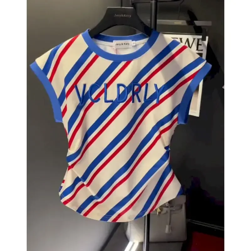 Unique Design Sense T Shirts Women Fashion Stripe French T-shirt Casual Slim Short Sleeve Tops Summer Trend Thin Tshirt Y2k Top
Unique Design Sense T Shirts Women Fashion Stripe French T-shirt Casual Slim Short Sleeve Tops Summer Trend Thin Tshirt Y2k Top
