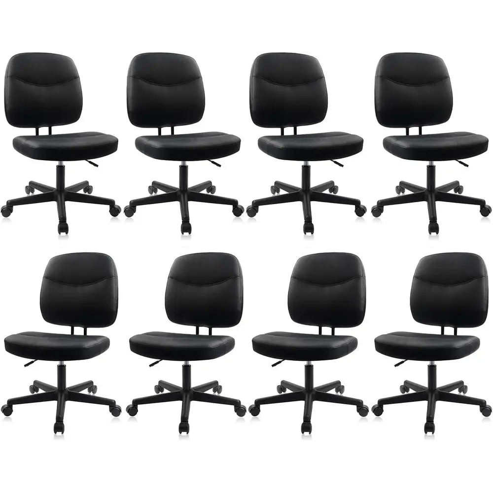 Ergonomic PU Leather Low Back Desk Chair with Lumbar Support, Adjustable Height, 360° Swivel, on Wheels, Black, 8 Pack
Ergonomic PU Leather Low Back Desk Chair with Lumbar Support, Adjustable Height, 360° Swivel, on Wheels, Black, 8 Pack