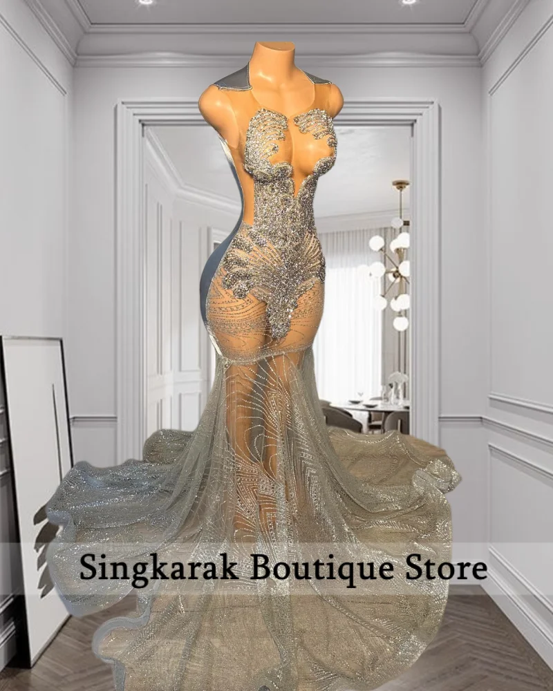 Silver Mermaid Prom Dress For Black Girls 2026 Sexy Diamante Beaded Birthday Party Custom Special Occasion Party Gown Customized
Silver Mermaid Prom Dress For Black Girls 2026 Sexy Diamante Beaded Birthday Party Custom Special Occasion Party Gown Customized