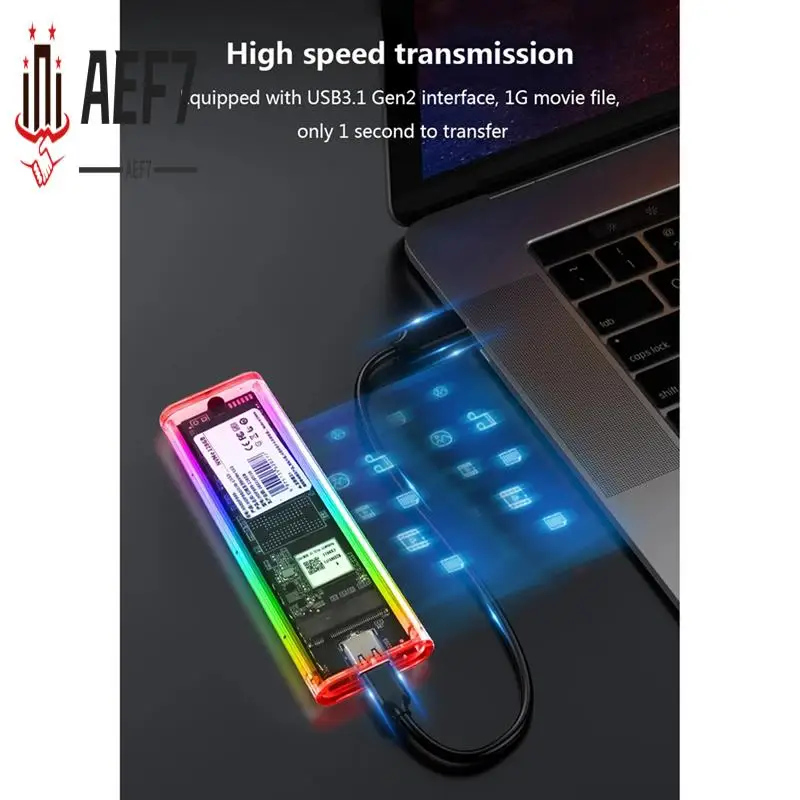 AEF7-M2 SSD-корпус M.2 NVME SSD-корпус Портативный SSD RGB Прозрачный чехол для жесткого диска 10 Гбит/с для ПК
AEF7-M2 SSD-корпус M.2 NVME SSD-корпус Портативный SSD RGB Прозрачный чехол для жесткого диска 10 Гбит/с для ПК