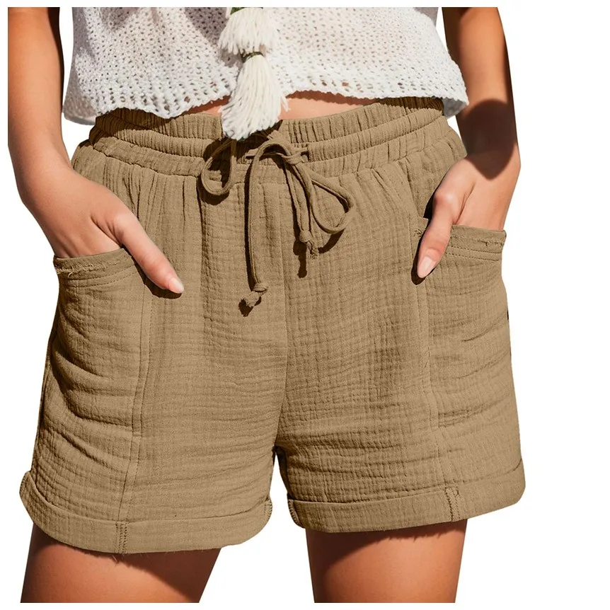 Cotton Linen Shorts Summer Women's Solid Casual Shorts High Waist Drawstring Elastic Waist Shorts Loose Comfort Sport Shorts
Cotton Linen Shorts Summer Women's Solid Casual Shorts High Waist Drawstring Elastic Waist Shorts Loose Comfort Sport Shorts