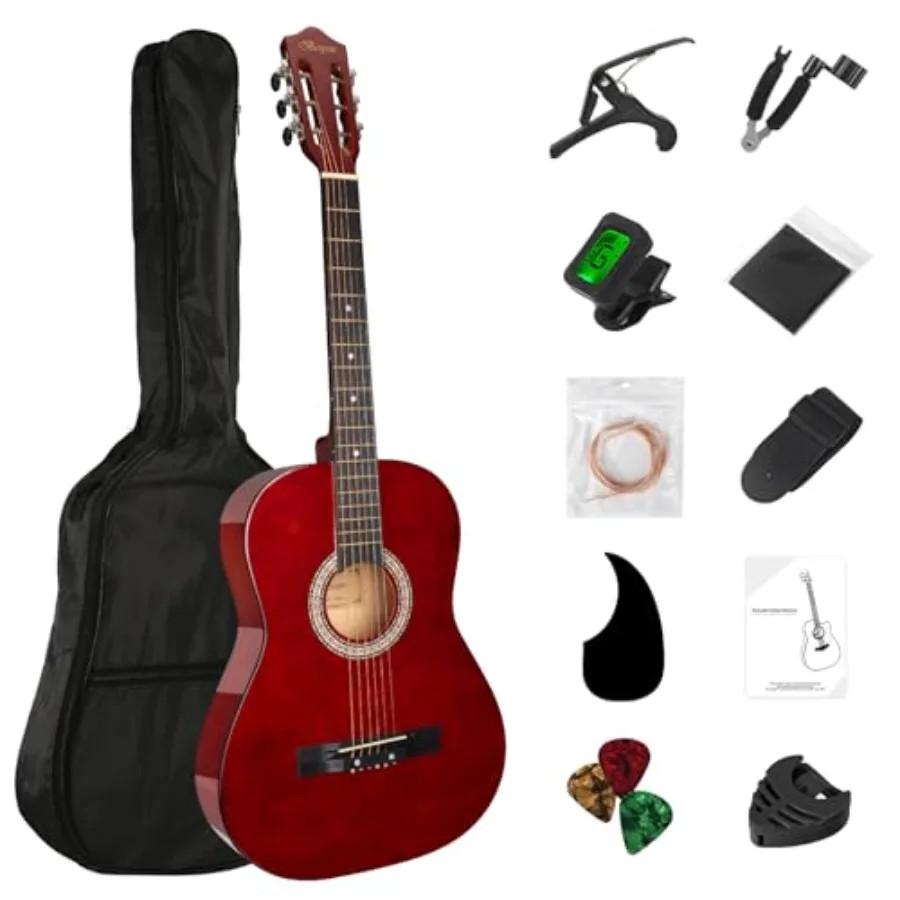 38in Beginner Acoustic Travel Guitar Starter Kit with Tuner Capo Strings Winders Strap Picks Pickguard Gig Bag for Teens Studen
38in Beginner Acoustic Travel Guitar Starter Kit with Tuner Capo Strings Winders Strap Picks Pickguard Gig Bag for Teens Studen