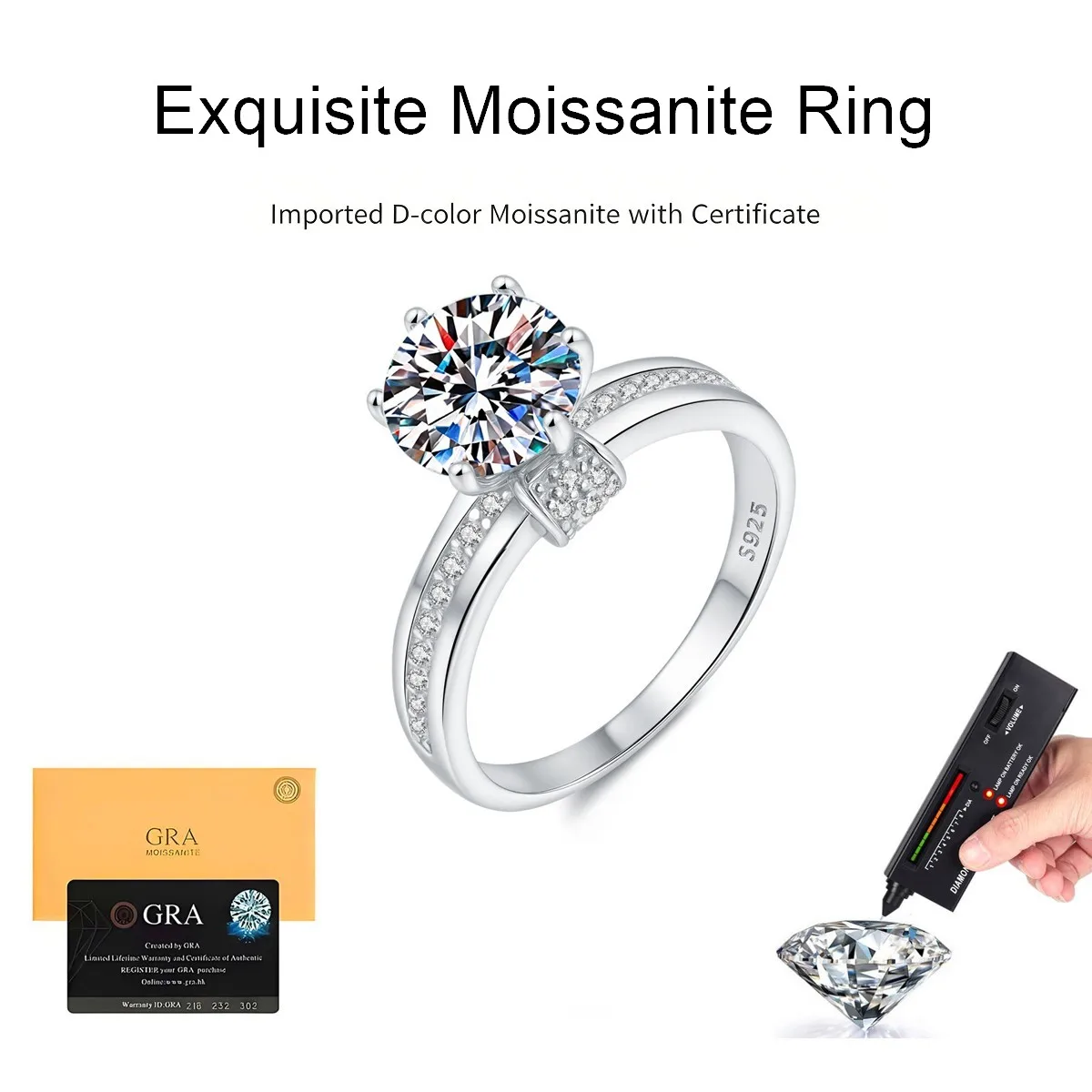 VENTFILLE Moissanite Ring Diamond 2CT D Color For Women 100% S925 Sterling Silver Engagement Wedding Band Jewelry Wholesale
VENTFILLE Moissanite Ring Diamond 2CT D Color For Women 100% S925 Sterling Silver Engagement Wedding Band Jewelry Wholesale