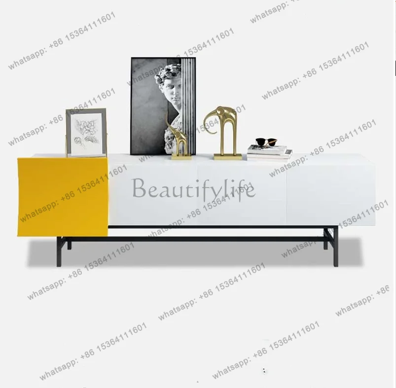 Light luxury TV cabinet painted white creative door panel tile design storage into the living room
Light luxury TV cabinet painted white creative door panel tile design storage into the living room