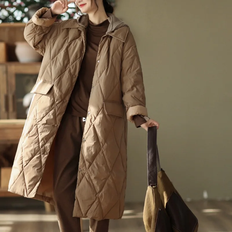 Retro Diamond id Hooded Cotton Jaet Women's Loose Mid-Length Casual Cotton Coat Autumn Winter Thiened Cotton Outerwear
Retro Diamond id Hooded Cotton Jaet Women's Loose Mid-Length Casual Cotton Coat Autumn Winter Thiened Cotton Outerwear