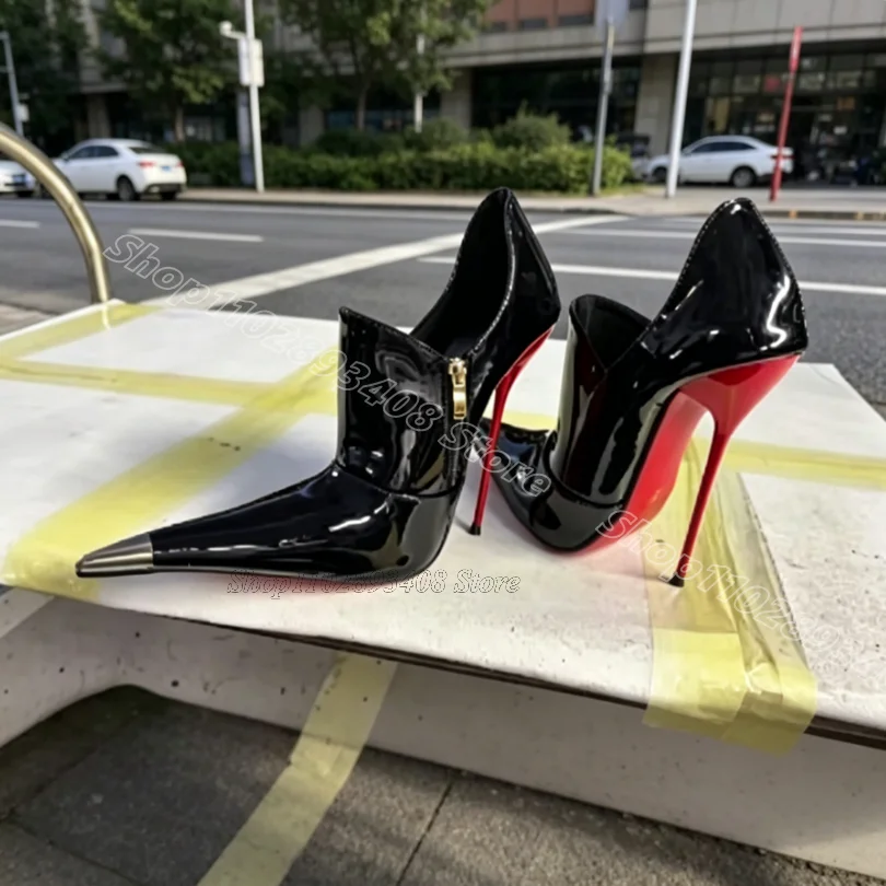 Black Pointed Toe Patent Leather Pumps Side Zipper Stiletto British Style Newest Fashion Dress Party Shoes Zapatos Para Mujere
Black Pointed Toe Patent Leather Pumps Side Zipper Stiletto British Style Newest Fashion Dress Party Shoes Zapatos Para Mujere