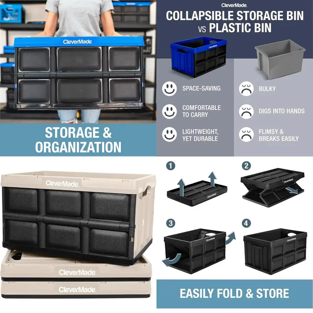 3-Pack Tan 46L Collapsible Storage Bins - Stackable, Heavy Duty, Space-Saving Containers for Home Use
3-Pack Tan 46L Collapsible Storage Bins - Stackable, Heavy Duty, Space-Saving Containers for Home Use