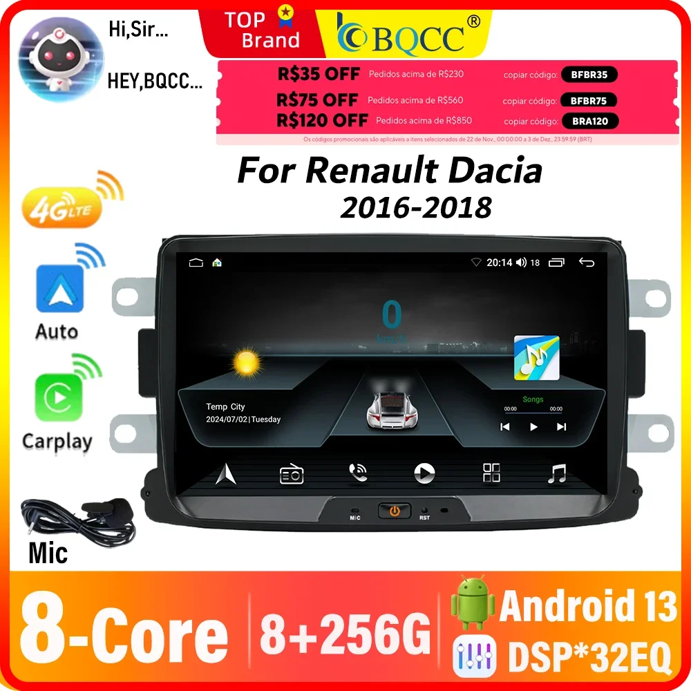 BQCC 8'' Car Radio 8 Core Android 13 For Renault Dacia Logan Dokker 2016-2018 Wireless Carplay Android Auto GPS WIFI Car Stereo
BQCC 8'' Car Radio 8 Core Android 13 For Renault Dacia Logan Dokker 2016-2018 Wireless Carplay Android Auto GPS WIFI Car Stereo