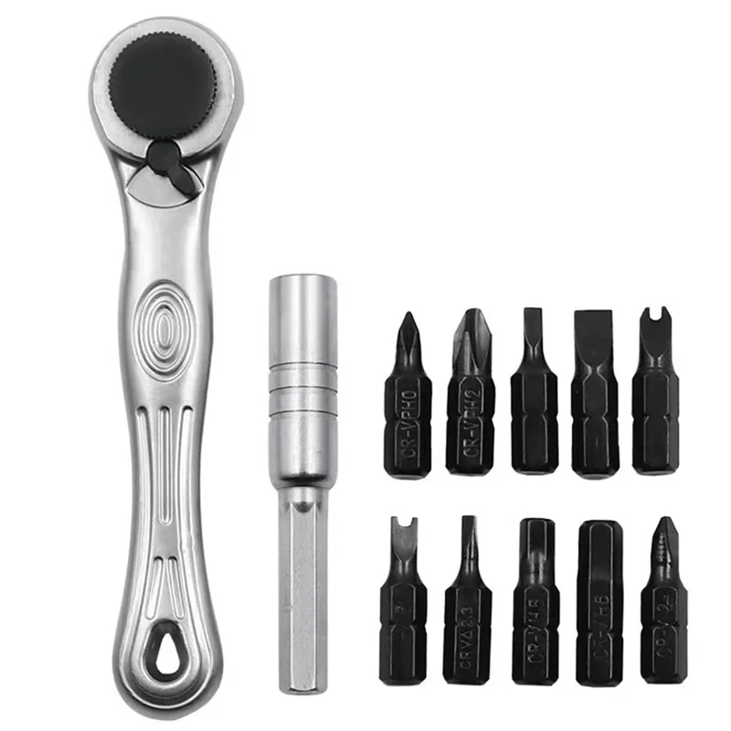 ABGH-Mini 1/4 Ratchet Socket Wrench Wrench + 10 Chrome Vanadium Steel Bits Special-Shaped Screwdriver Set
ABGH-Mini 1/4 Ratchet Socket Wrench Wrench + 10 Chrome Vanadium Steel Bits Special-Shaped Screwdriver Set