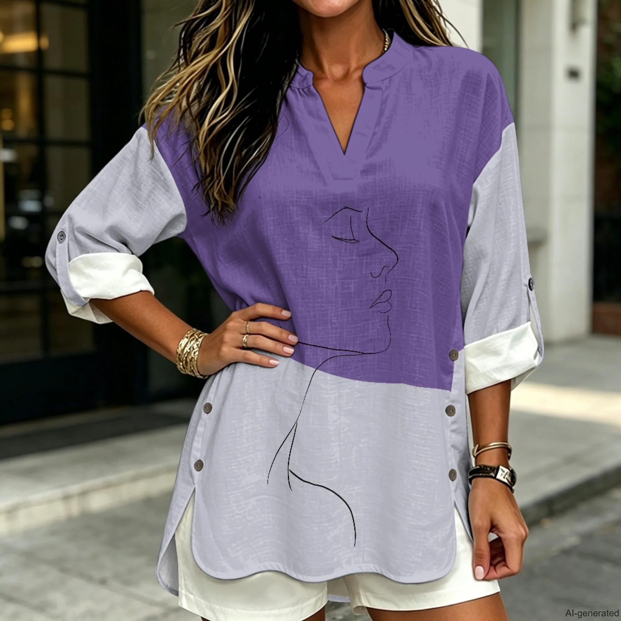 INSTANTARTS Women's Linen V-neck Shirt Women’s clothing with many Korean reviews summer women's clothes Artistic Portrait Print
INSTANTARTS Women's Linen V-neck Shirt Women’s clothing with many Korean reviews summer women's clothes Artistic Portrait Print