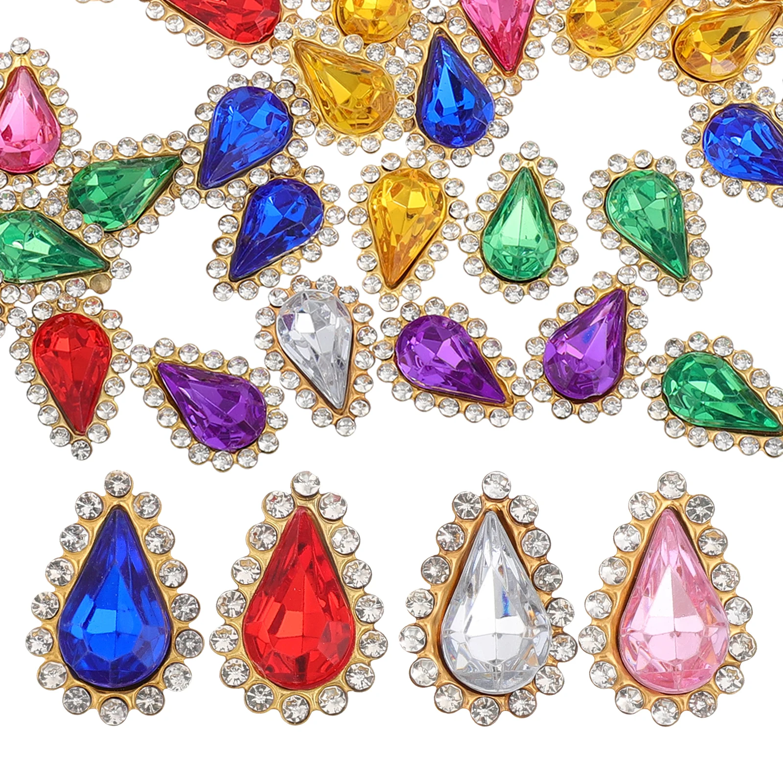 100pcs Sunflower Hand Sewn Stones Teardrop Rhinestones Double Layer Metal Colored Craft Charms Diy Jewelry Making Accessories
100pcs Sunflower Hand Sewn Stones Teardrop Rhinestones Double Layer Metal Colored Craft Charms Diy Jewelry Making Accessories