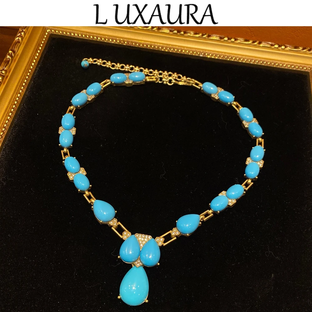 Vintage fashion classic copper plated 18K blue natural turquoise design version paired with bohemian women's jewelry necklace
Vintage fashion classic copper plated 18K blue natural turquoise design version paired with bohemian women's jewelry necklace