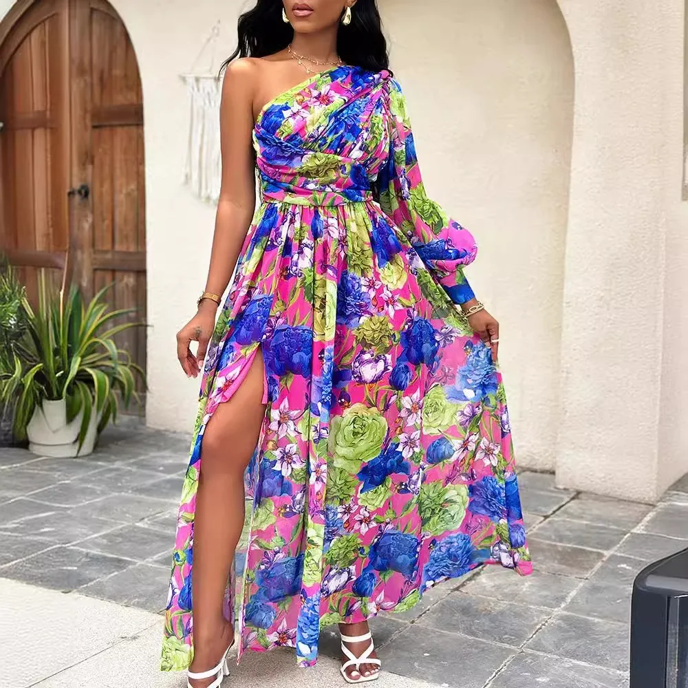 Women's Long Dress Flowers Prints Fashion One-shoulder Lantern Sleeves Elegant Party Birthday Skirt
Women's Long Dress Flowers Prints Fashion One-shoulder Lantern Sleeves Elegant Party Birthday Skirt