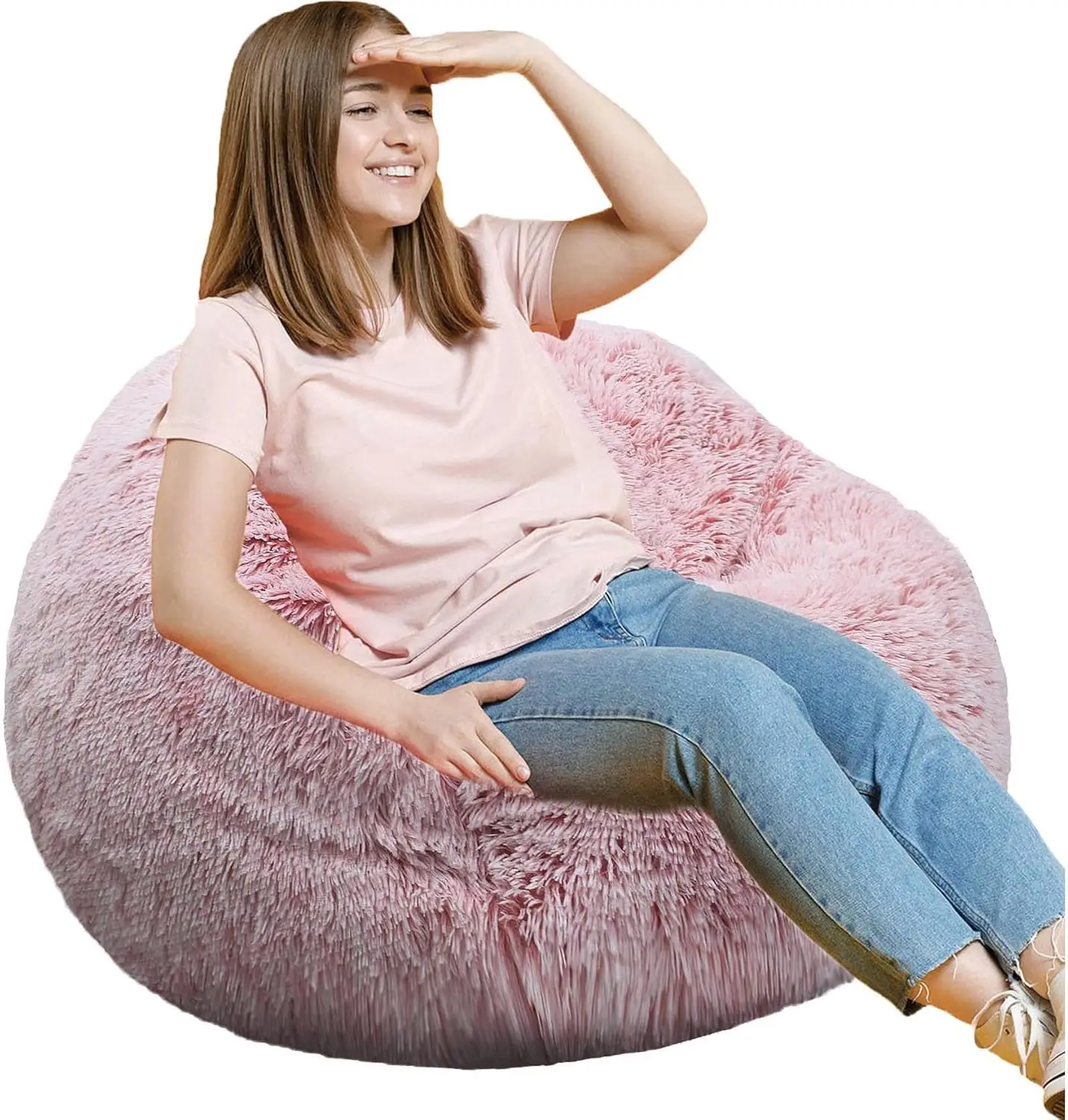 3FT Round Fluffy Bean Bag Chair with Memory Foam, Ultra Soft Faux Fur for Kids Teens Playroom Living Room Bedroom Pink
3FT Round Fluffy Bean Bag Chair with Memory Foam, Ultra Soft Faux Fur for Kids Teens Playroom Living Room Bedroom Pink