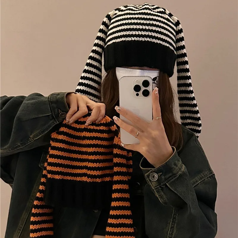 2026 Trendy Autumn Winter Knitted Hat Women Long Ear Rabbit Cute Striped Warm Knit Hat Ear Protection Niche Personality Cold Cap
2026 Trendy Autumn Winter Knitted Hat Women Long Ear Rabbit Cute Striped Warm Knit Hat Ear Protection Niche Personality Cold Cap