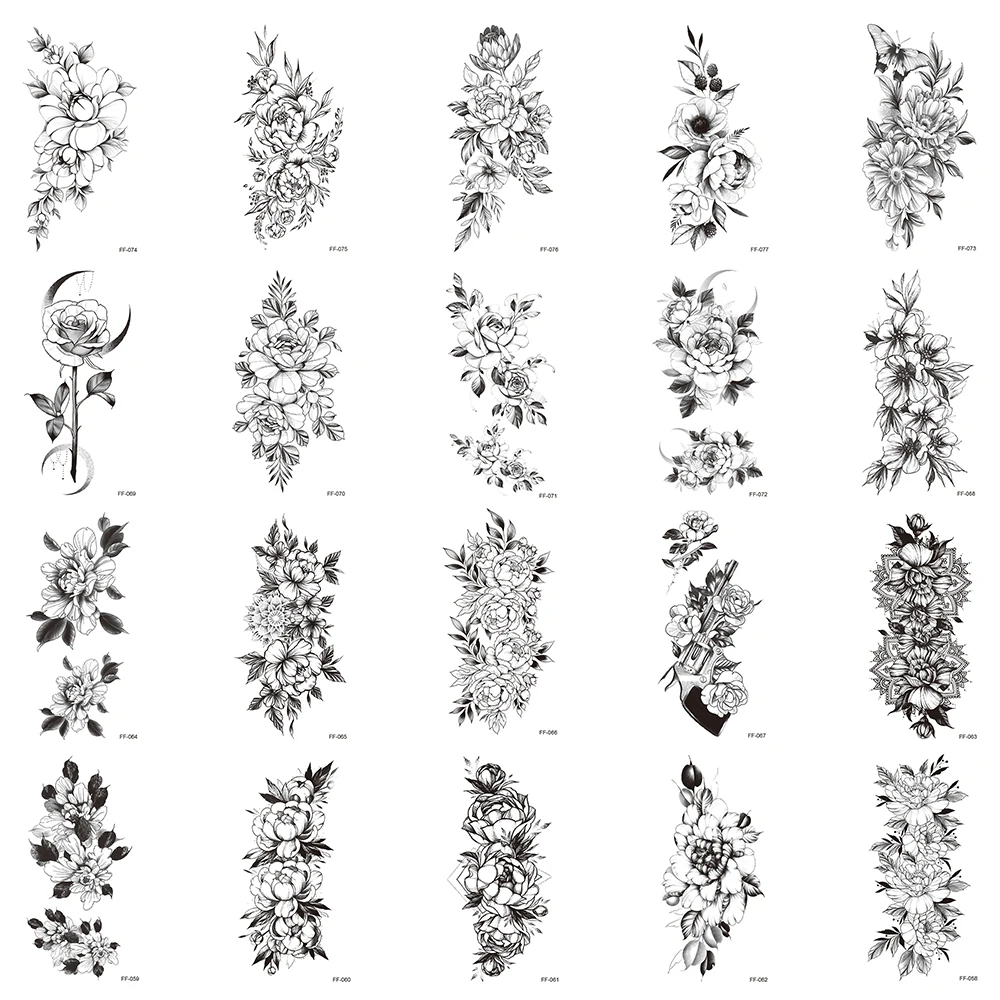 20Pcs/Set,Waterproof Temporary Fake Tattoos Stickers,Water Transfer Decals,Sketch Flower,Cool Makeup Body Art for Girl Women Arm
20Pcs/Set,Waterproof Temporary Fake Tattoos Stickers,Water Transfer Decals,Sketch Flower,Cool Makeup Body Art for Girl Women Arm