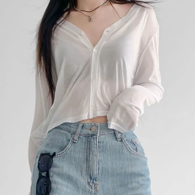 Chic Simple V-Ne Single Button Loose Thin Ice Silk Long Sve Sun Protection Knitted Open Cardigan Women's Faion Korean ...
Chic Simple V-Ne Single Button Loose Thin Ice Silk Long Sve Sun Protection Knitted Open Cardigan Women's Faion Korean ...
